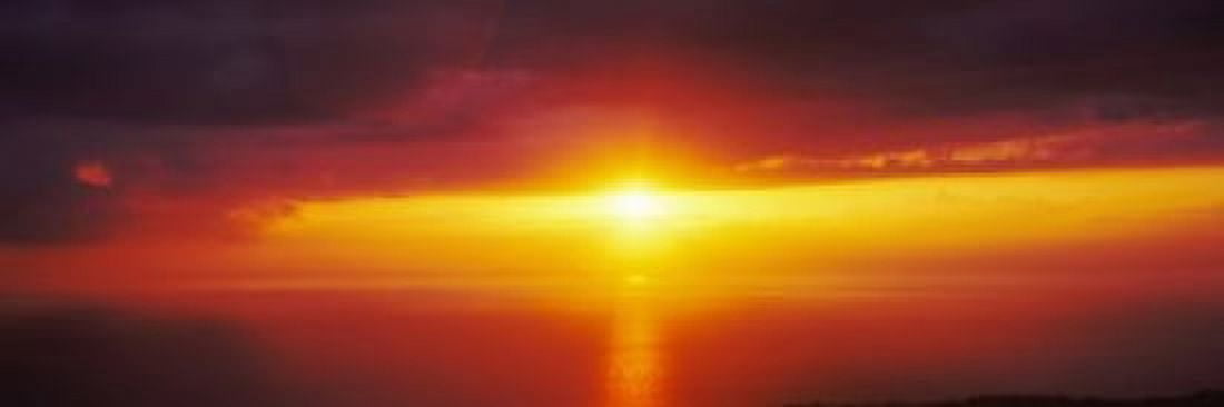 Sunset over the pacific ocean Hawaii USA Canvas Art - Panoramic Images (36 x 12)