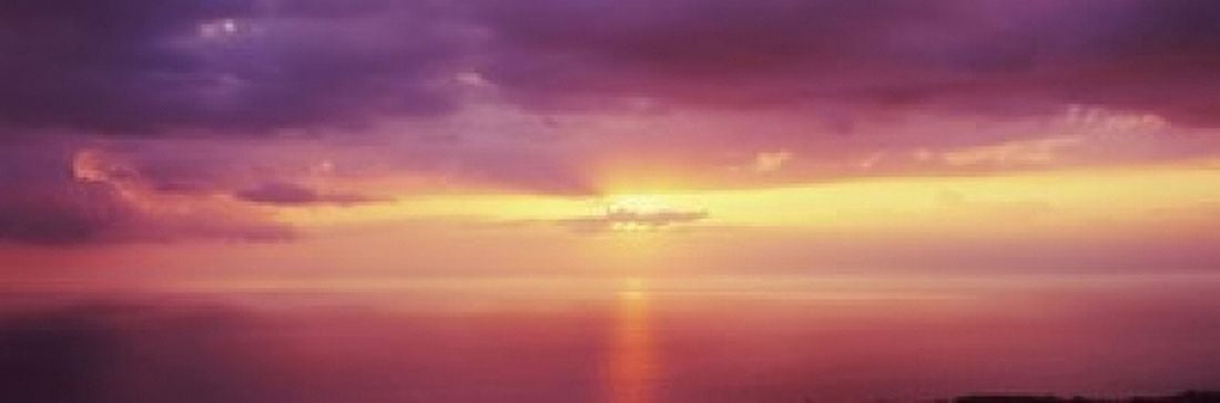 Sunset over the pacific ocean Hawaii USA Canvas Art - Panoramic Images (36 x 12)