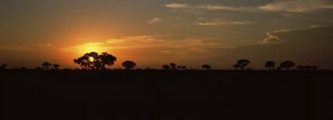 Sunset over the savannah plains Kruger National Park South Africa Canvas Art - Panoramic Images (18 x 7)