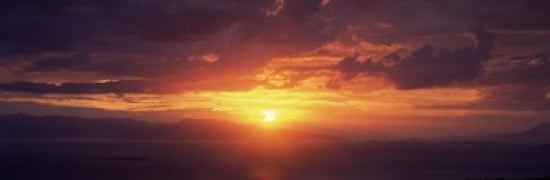 Sunset over the sea Aegina Saronic Gulf Islands Attica Greece Canvas Art - Panoramic Images (36 x 12)