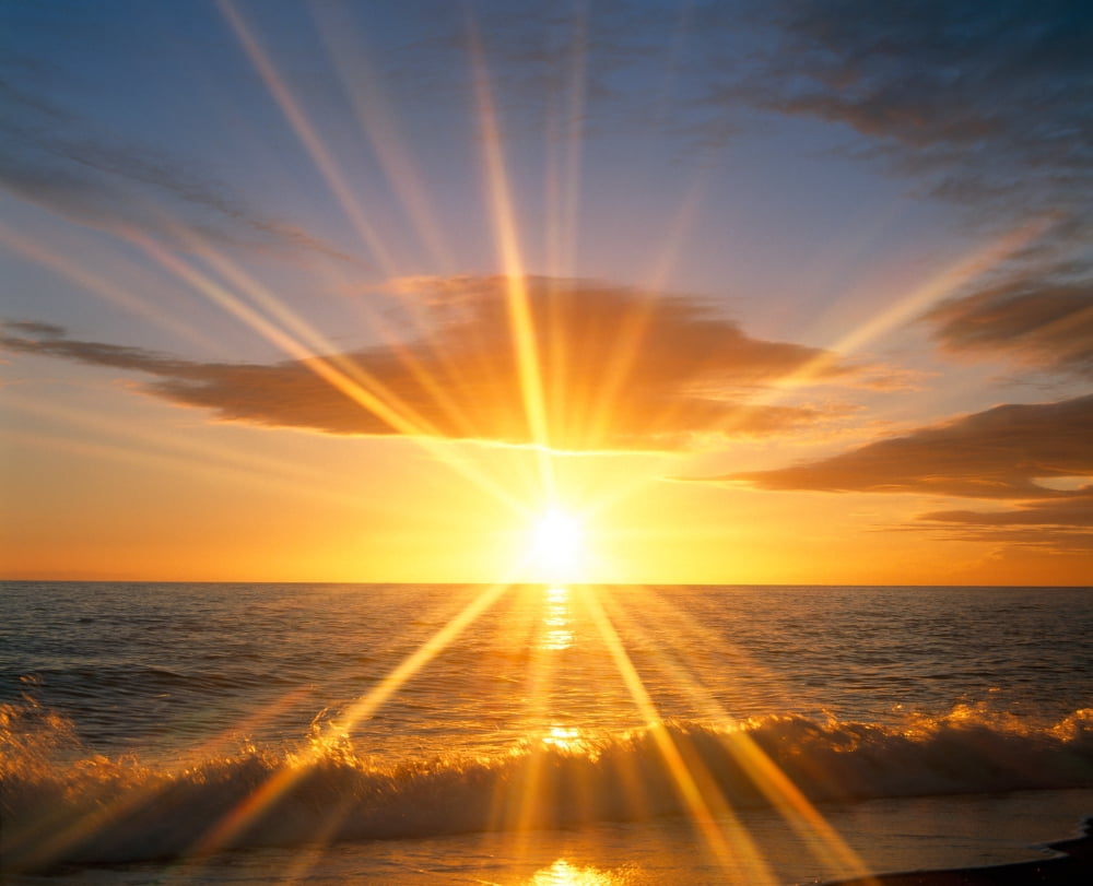 Sunset over the sea Canvas Art - Panoramic Images (29 x 36)