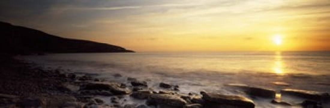 Sunset over the sea Celtic Sea Wales Canvas Art - Panoramic Images (18 x 6)