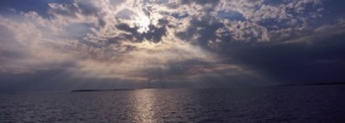 Sunset over the sea Gulf Of Mexico Cedar Key Levy County Florida USA Canvas Art - Panoramic Images (18 x 7)