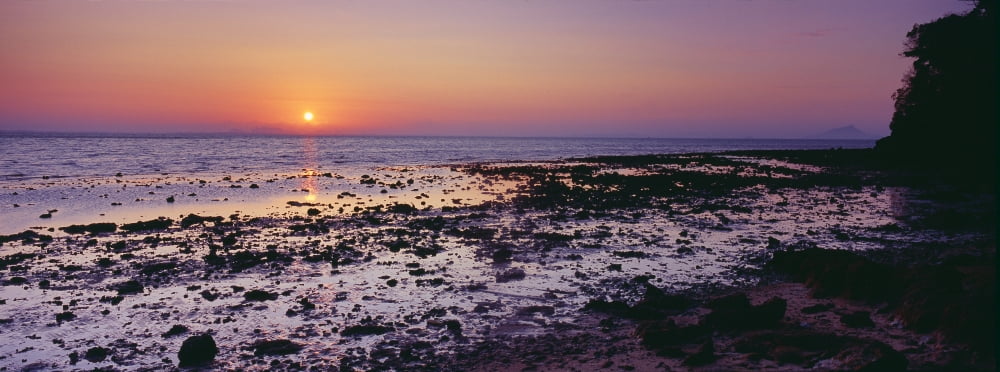 Sunset over the sea Railay Beach Krabi Krabi Province Thailand Canvas Art - Panoramic Images (36 x 12)
