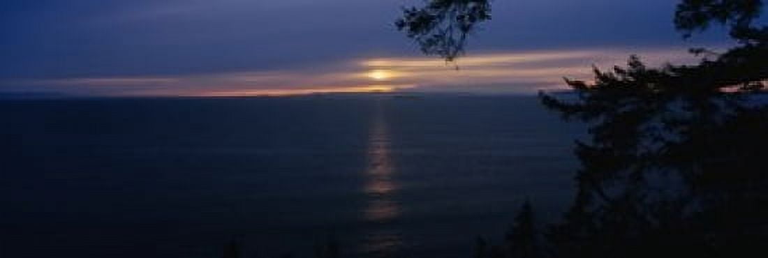 Sunset over the sea Strait of Juan de Fuca Whidbey Island Island County Washington State USA Canvas Art - Panoramic Images (18 x 6)