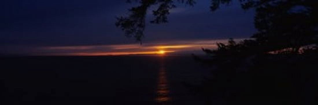 Sunset over the sea Strait of Juan de Fuca Whidbey Island Island County Washington State USA Canvas Art - Panoramic Images (36 x 12)