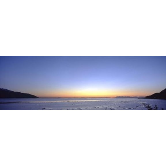 Sunset over the sea Turnagain Arm Cook Inlet near Anchorage Alaska USA Canvas Art - Panoramic Images (18 x 6)