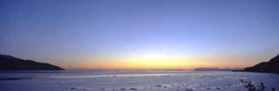Sunset over the sea Turnagain Arm Cook Inlet near Anchorage Alaska USA Canvas Art - Panoramic Images (36 x 12)