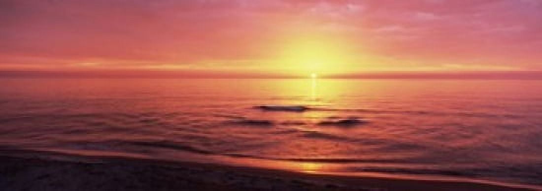 Sunset over the sea Venice Beach Sarasota Florida USA Canvas Art - Panoramic Images (18 x 7)