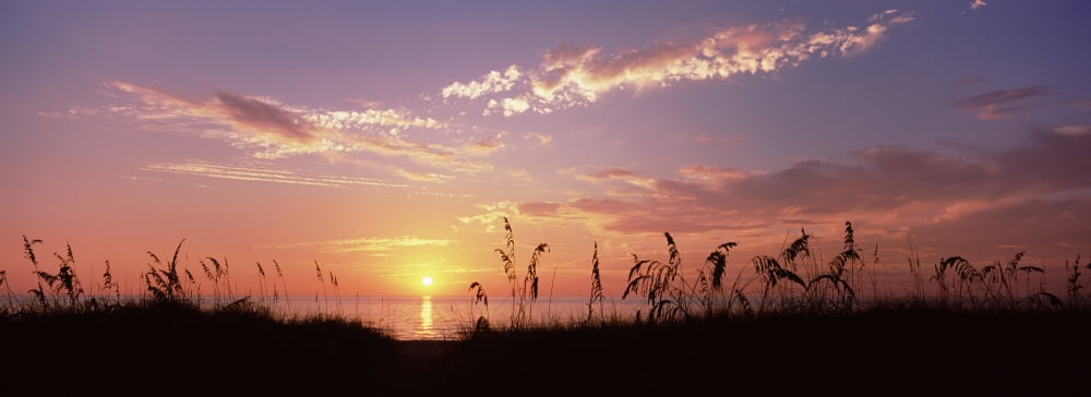 Sunset over the sea Venice Beach Sarasota Florida USA Canvas Art - Panoramic Images (27 x 9)