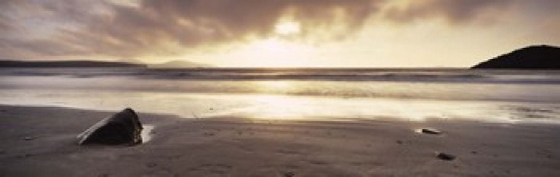 Sunset over the sea Whitesand Bay Pembrokeshire Wales Canvas Art - Panoramic Images (18 x 6)