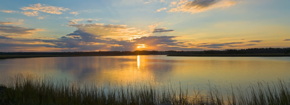 Sunset over the waterway Amelia Island Florida USA Canvas Art - Panoramic Images (36 x 12)