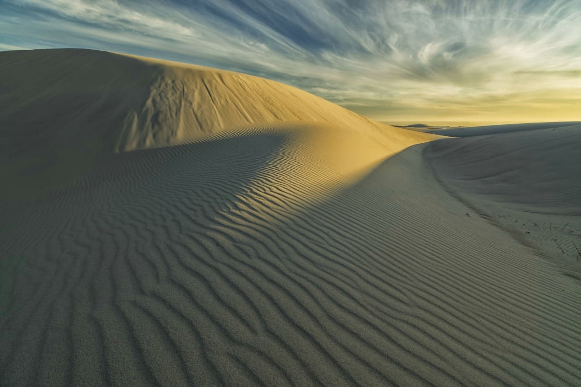 Sunset over the white sand desert in Namakwa National Park South Africa Canvas Art - Robert Postma Design Pics (38 x 24)