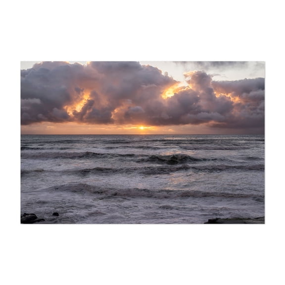 Sunset's Divine Flame - San Diego California Photography Sunset Ocean Seascape Waves Nature Coast Scenic Unframed Wall Art Print 8 x 12 inches