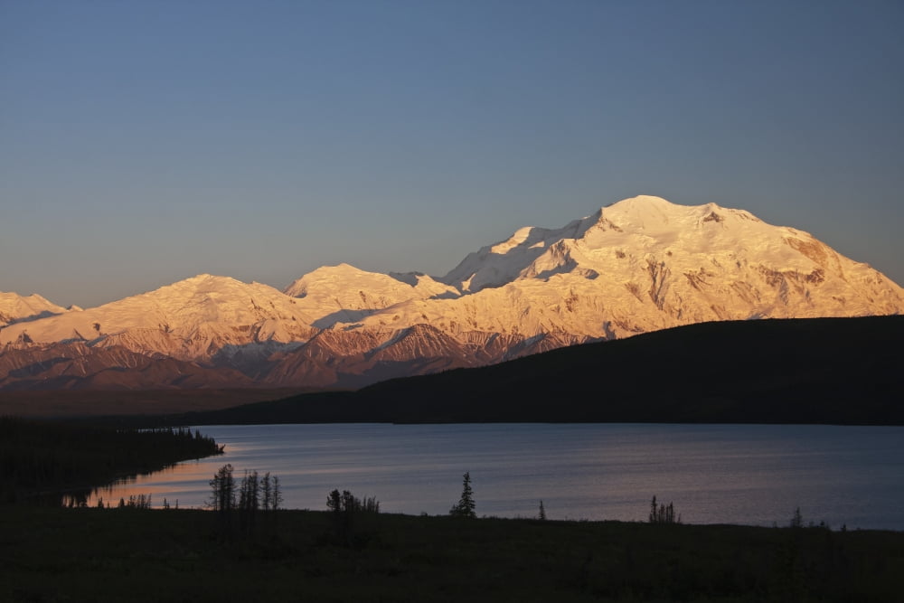 Sunset scenic over Wonder Lake and Mt McKinley Denali National Park Interior Alaska Canvas Art - Alissa Crandall Design Pics (38 x 24)