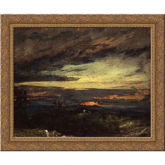 Sunset study of Hampstead, looking towards Harrow 24x20 Gold Ornate Wood Framed Canvas Art by John Constable