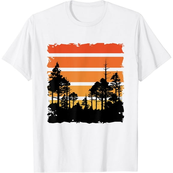 Sunset trees forest nature lover T-Shirt100% cotton