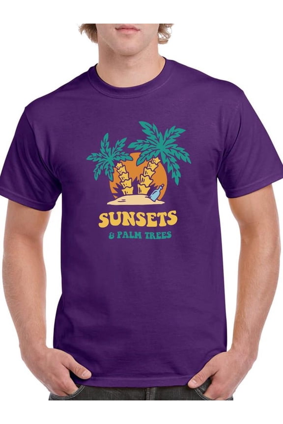 Sunsets And Palm Trees T-Shirt Men -Smartprints Designs, Male Large