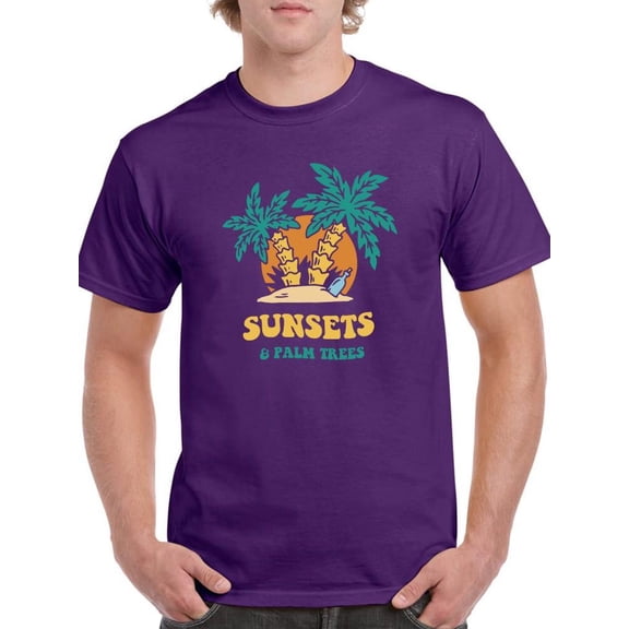 Sunsets And Palm Trees T-Shirt Men -Smartprints Designs, Male Small