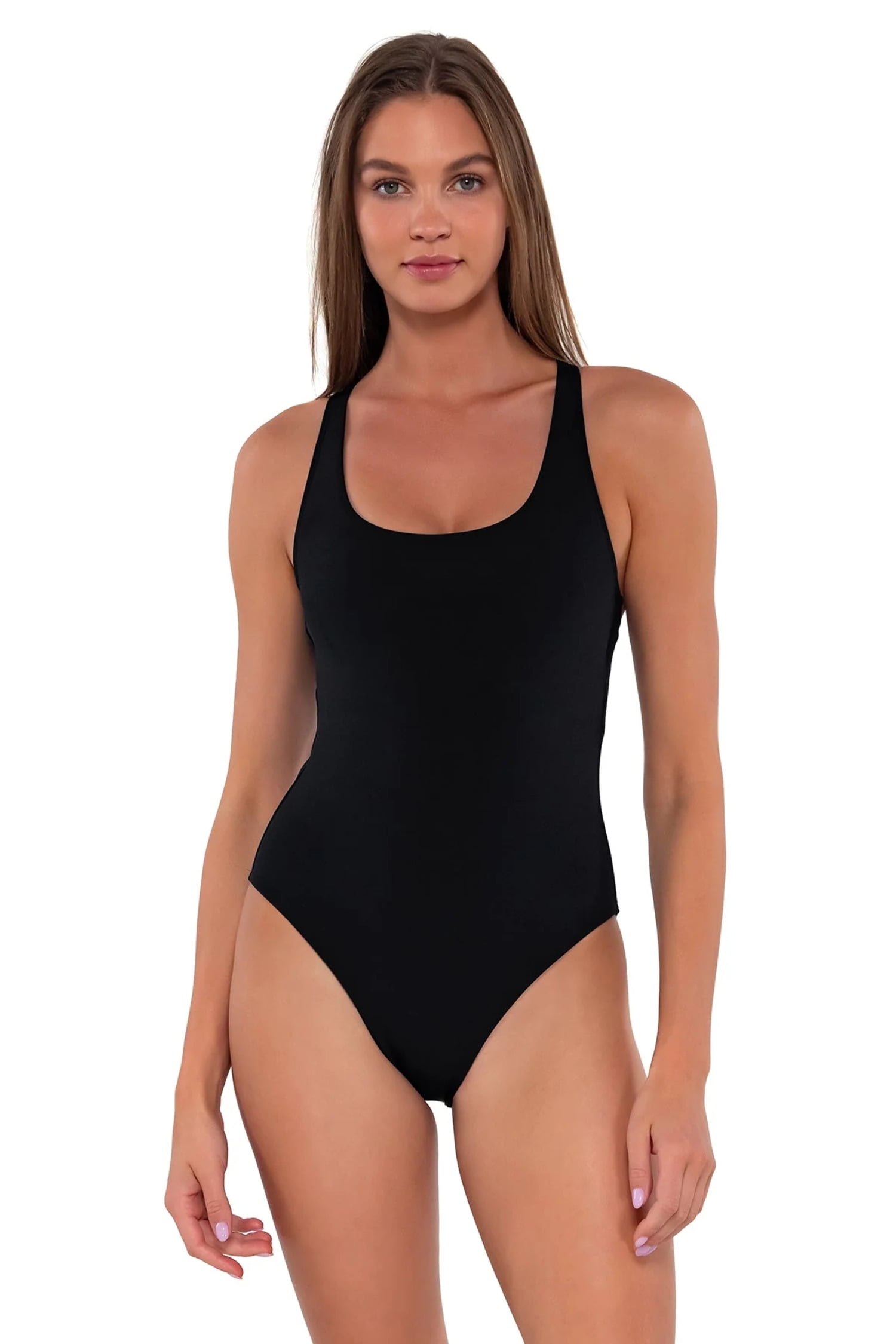 Sunsets Rue Racerback One Piece Swimsuit For Women - Scoop Neck, Adjustable Tie Back, Removable Cups