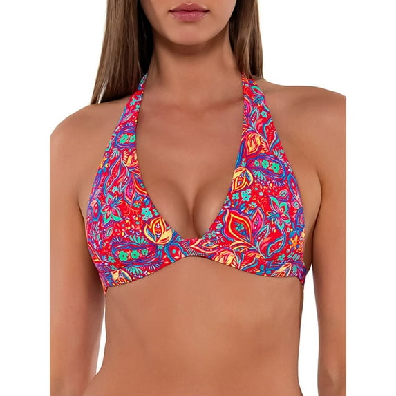 Printed Faith Halter Bikini Top Swimsuit