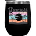 thumbnail image 1 of Sunsets and Palm Trees, Summer or Beach Art Gift, Black 12oz Wine Tumbler, 1 of 1