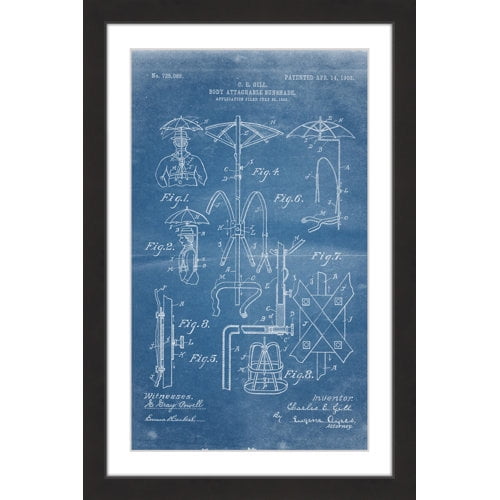 "Sunshade 1903 Blueprint" Framed Painting Print