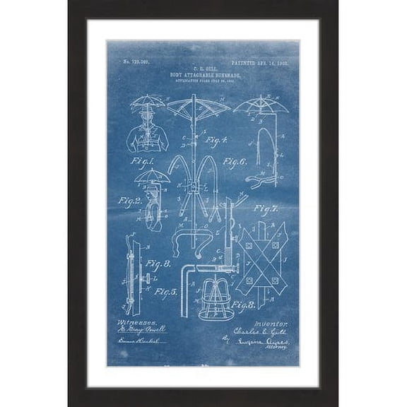 "Sunshade 1903 Blueprint" Framed Painting Print