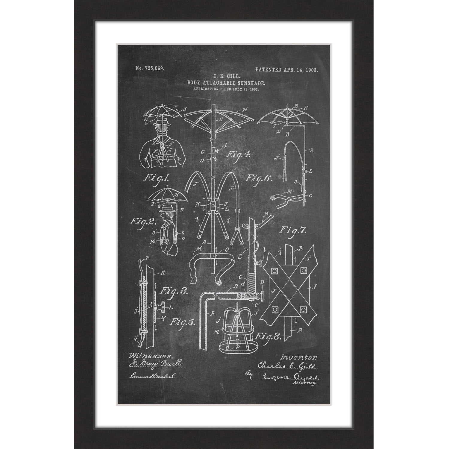 "Sunshade 1903 Chalk" Framed Painting Print