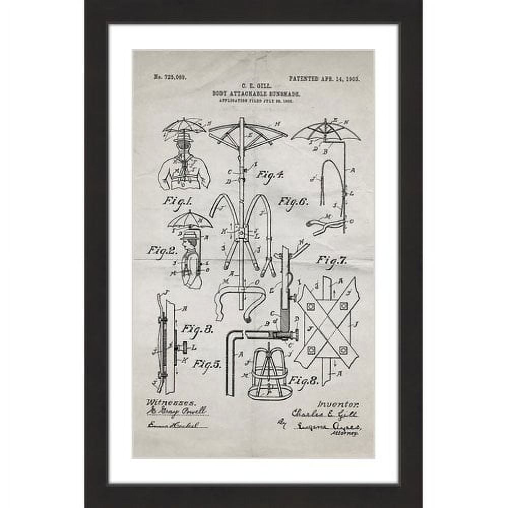 "Sunshade 1903 Old Paper" Framed Painting Art Print, 24" x 1.5"