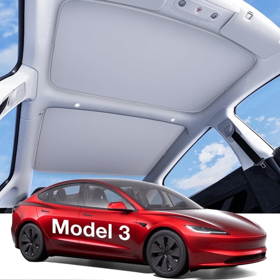 Wigoo Sunshade Roof for Tesla Model 3 [Never Sag, Nano Ice-Crystal Coatings] 3-Gen Heat Insulation Glass Roof Sun Shade, Accessories for Tesla Model 3 2020~2026 Highland, Interior Gray