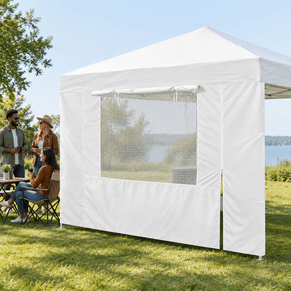 Sunshade Sidewall Sunwall With Door And Window For 10*10 Pop Up Straight Leg Outdoortant Canopies Wall 1 Pack Only (spliceable Wh