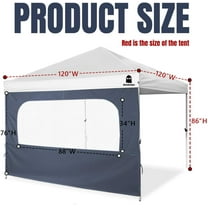 Sunshade Sidewall with Mesh Window for 10x10 Canopy - Navy with Silver Coating