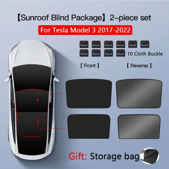 Sunshade Sunroof For Tesla Model 3 Highland Model Y 2017-2024 Upgrade Ice Cloth Buckle Sun Shades Glass Roof Front Rear Skylight
