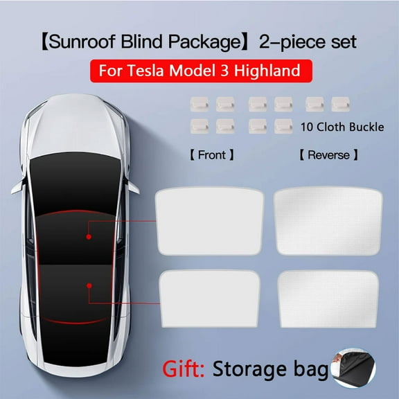 Sunshade Sunroof For Tesla Model 3 Highland Model Y 2017-2024 Upgrade Ice Cloth Buckle Sun Shades Glass Roof Front Rear Skylight
