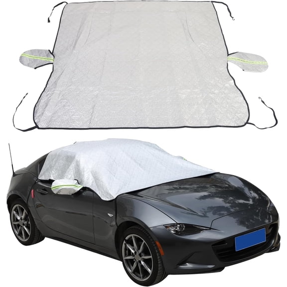 Sunshade and Snow Shield with Mazda MX-5 Miata 2016-2023Sunshade and Snow Shield , Foldable Reflective Sun Visor, Snow Blocker (Snow Cover)