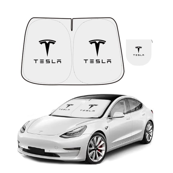 Sunshade for Tesla Model Y/3, Window Organizer with Storage Bag, Black