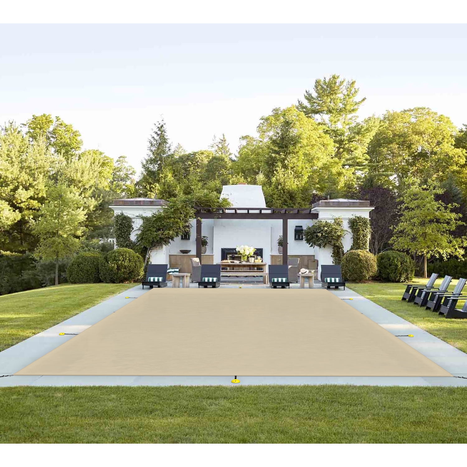 Sunshades Depot 12'x30' Rectangle Beige Winter Pool Cover Pool Safety