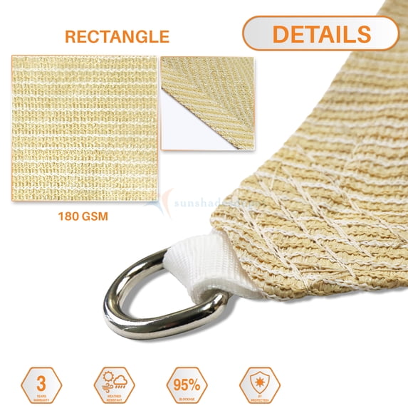 Sunshades Depot 13' x 15' Sun Shade Sail Rectangle Permeable Canopy Beige Custom Size Available Commercial Standard