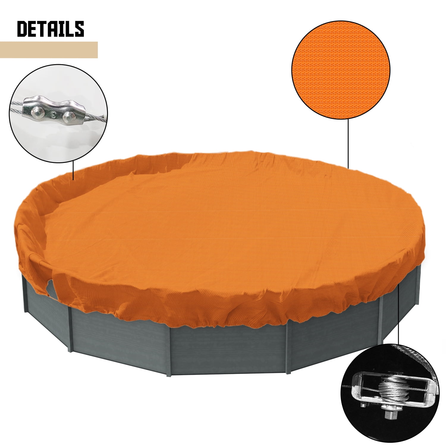 Sunshades Depot 14 Ft Orange Round Pool Cover HeavyDuty Above Ground