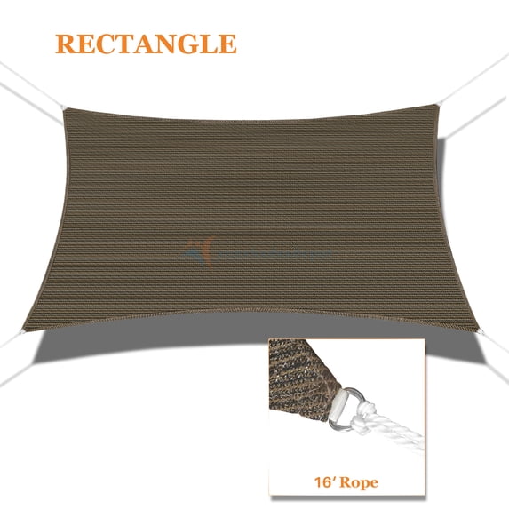 Sunshades Depot 14' x 14' Sun Shade Sail Square Permeable Canopy Brown Custom Size Available Commercial Standard