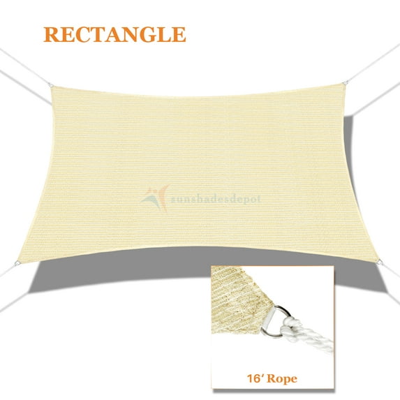 Sunshades Depot 14' x 24' Sun Shade Sail Rectangle Permeable Canopy Beige Custom Size Available Commercial Standard