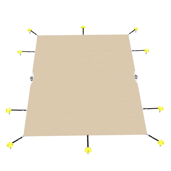 Sunshades Depot 14'x34' Rectangle Beige Winter Pool Cover Pool Safety Covers for In-Ground Swimming Pools Inground Pool Leaf Net Cover Wire Rope Hemmed All Edges