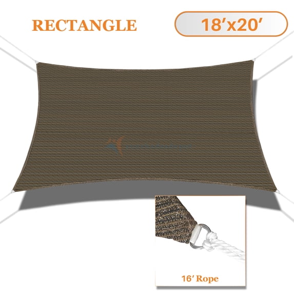 Sunshades Depot 18' x 20' Sun Shade Sail Rectangle Permeable Canopy Brown Custom Size Available Commercial Standard