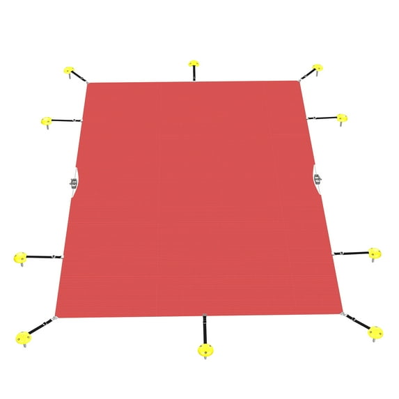 Sunshades Depot 18'x30' Rectangle Red Winter Pool Cover Pool Safety Covers for In-Ground Swimming Pools Inground Pool Leaf Net Cover Wire Rope Hemmed All Edges