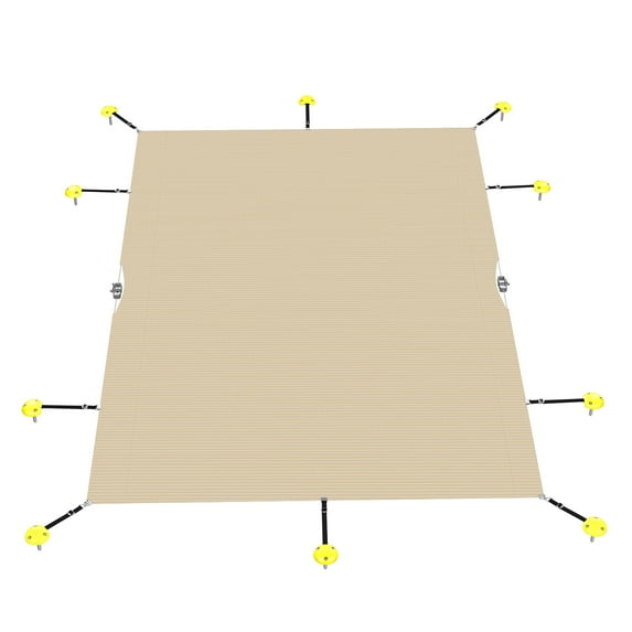 Sunshades Depot 22'x22' Rectangle Beige Winter Pool Cover Pool Safety Covers for In-Ground Swimming Pools Inground Pool Leaf Net Cover Wire Rope Hemmed All Edges