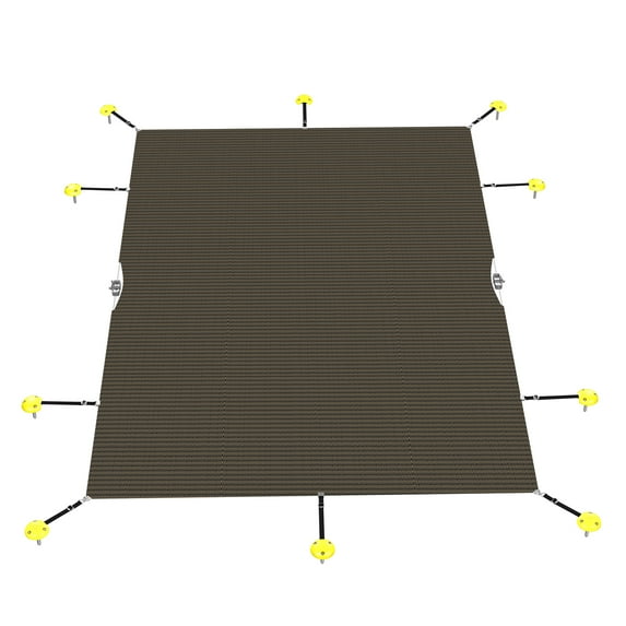 Sunshades Depot 24'x30' Rectangle Brown Winter Pool Cover Pool Safety Covers for In-Ground Swimming Pools Inground Pool Leaf Net Cover Wire Rope Hemmed All Edges