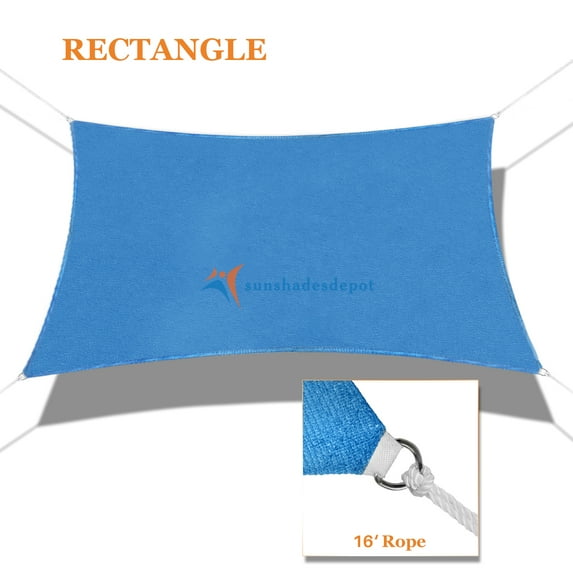 Sunshades Depot 8' x 20' Sun Shade Sail Rectangle Permeable Canopy Blue Custom Size Available Commercial Standard