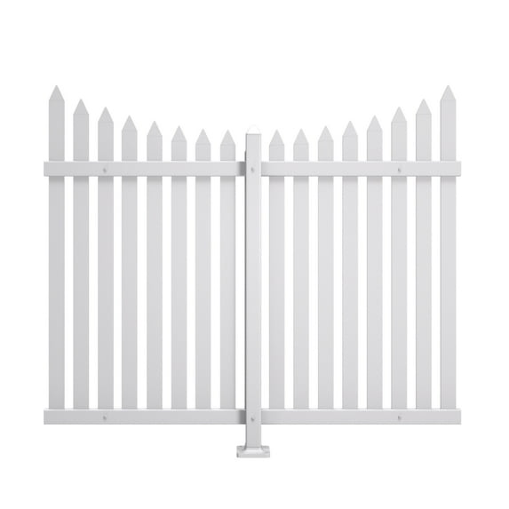 Sunshades Depot 9 Sets 32" H x 84" W Vinyl Picket Fence Panel White PVC Outdoor Decorative Fence Garden Picket Fence (20X9 Pickets, Scallop)