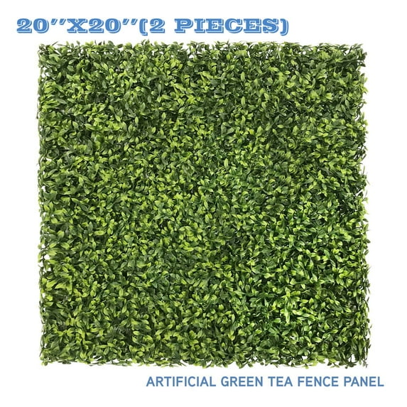 Sunshades Depot Artificial Green Tea 02 Fence Panel Green Wall Windscreen Privacy Screen Decorative Ivy Faux Leaves-2Pcs